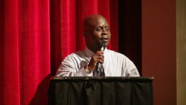 Permanent Secretary (PS) in the Premier’s Ministry Wakely Daniel at the Nevis Teachers Union’s World Teachers Day Professional Development Session at the Nevis Performing Arts Centre on October 05, 2015